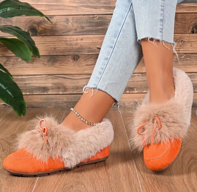 Kailinės ,žieminės, šiltos  moteriškos šlepetės. Oranžinė spalva. Dydis  38/39/40