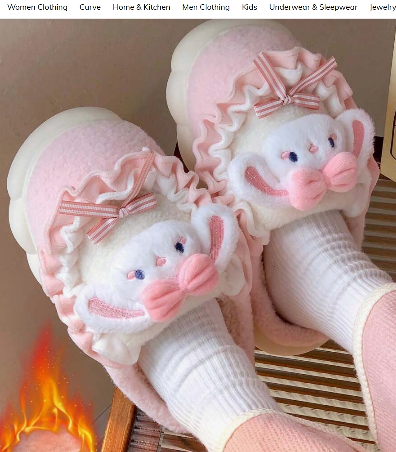 Mergaitėms žieminės šlepetės su  kiškučiais. Dydis  36/37