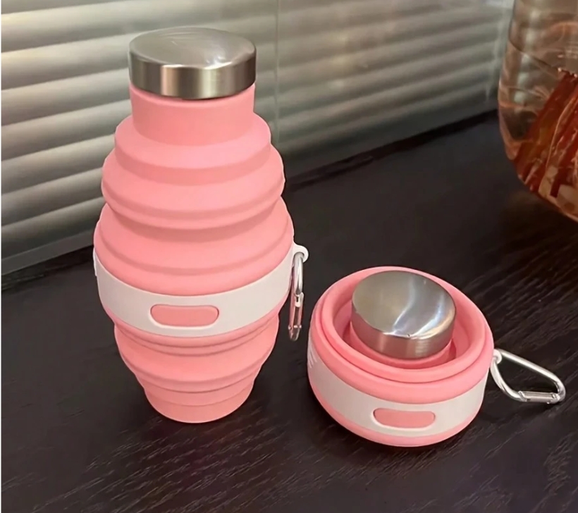 Kelioninė ,moderni , prisegama  gertuvė  0.75 ml rožinė