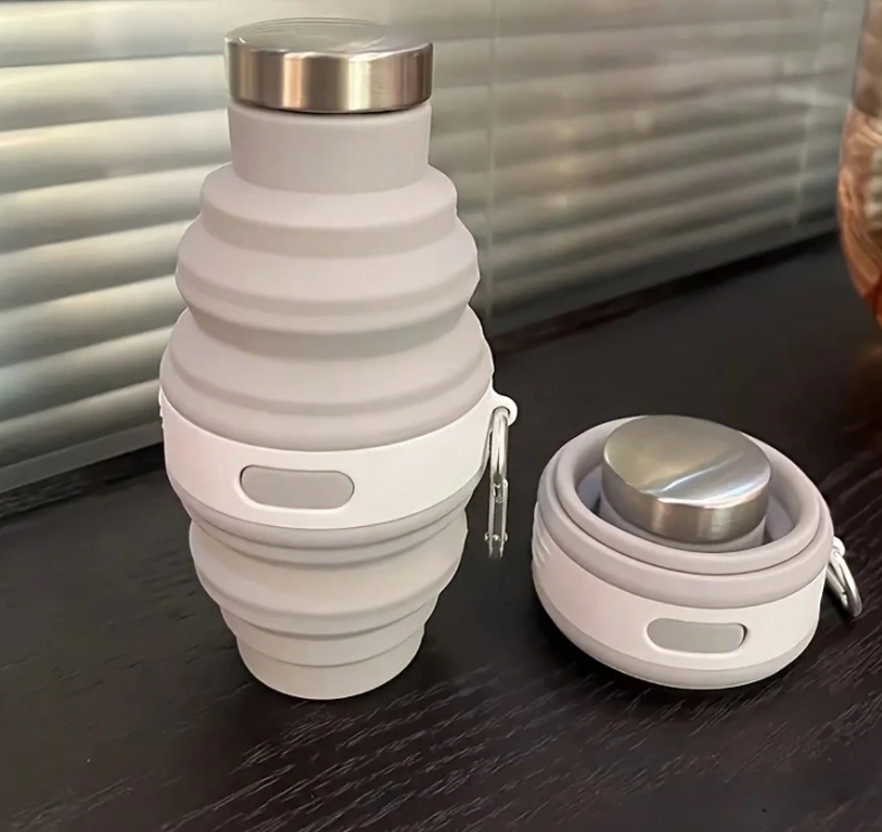 Kelioninė, patogi, sulankstoma, lengva PILKA gertuvė 0.75 ml